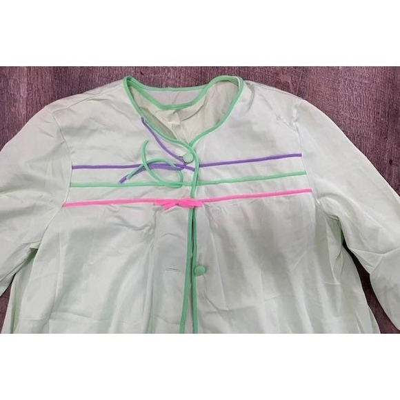 Vintage 80's Lorraine lime green nightgown and robe‎ set size XS Peignoir - Picture 5 of 6